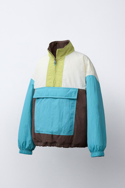 ZARA ДОЖДЕВИК-КЕНГУРУ КОЛОРБЛОК, СИНИЙ