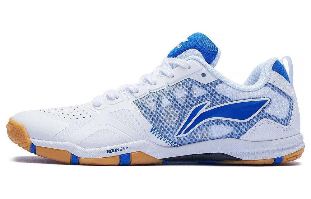 Li Ning Slip Resistant Abrasion Resistant Breathable Low top Table Tennis Shoes Men"s White Blue