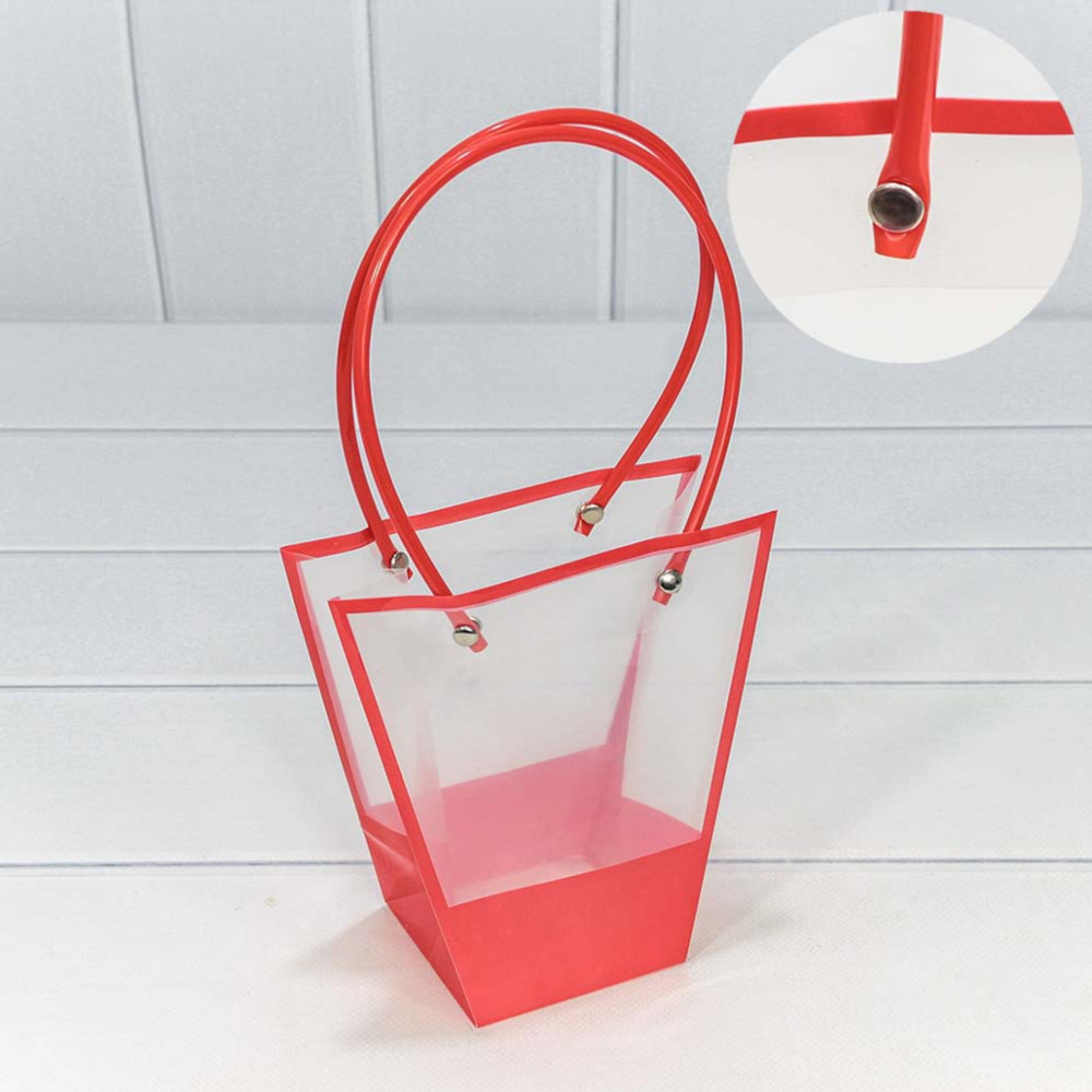 Пакет подарочный 16х16х8см Ваза для цветов (Красный)