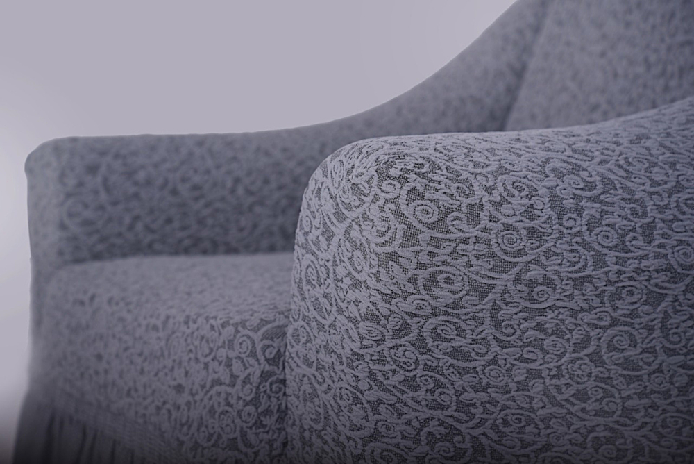 Чехол Жаккард без оборки на угловой диван, цвет Серый