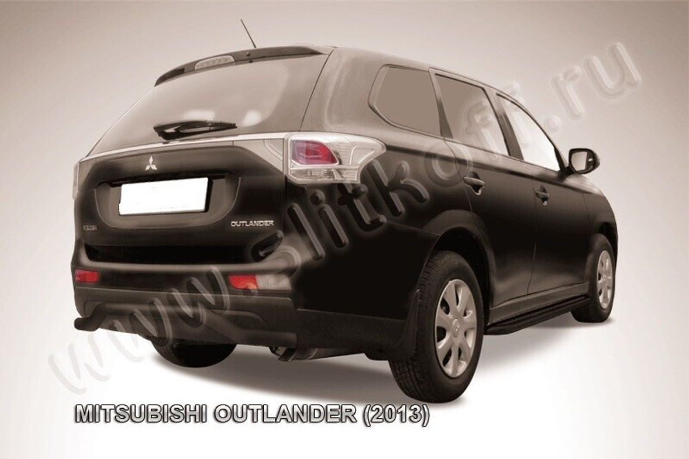 Защита заднего бампера (нержавейка) Mitsubishi Outlander (2012-2015) d57 волна (черный)