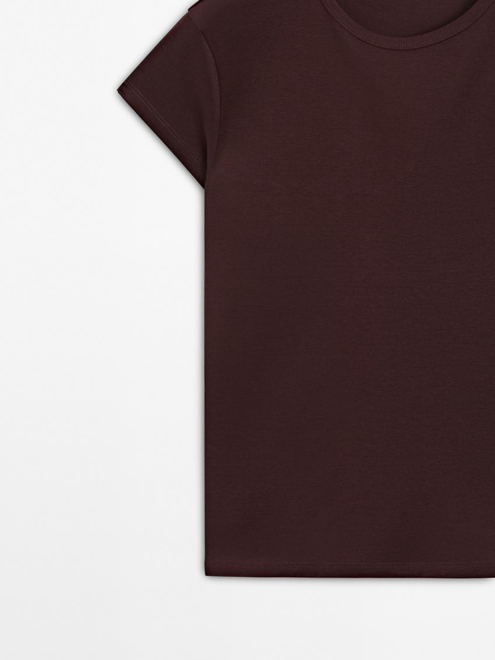 Massimo Dutti Хлопковая футболка, гранатовый