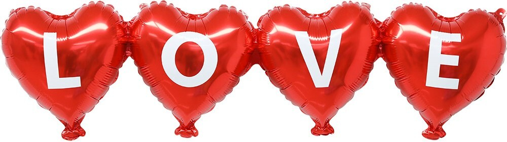 Гирлянда (39''/99 см) Сердце, LOVE, Красный, 1 шт.