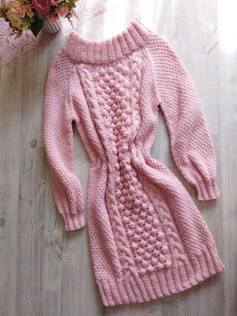 Платье вязаное (44 / розовый жемчуг / 44)