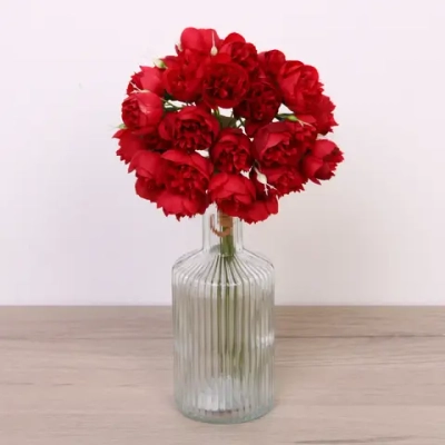 Цветы искусственные «Нежные пионы» букет 9шт 27 голов 30см бордовые