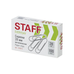 Скрепки канцелярские маленькие 28 мм, 500 шт, STAFF, набор скрепок для бумаги, никелированные