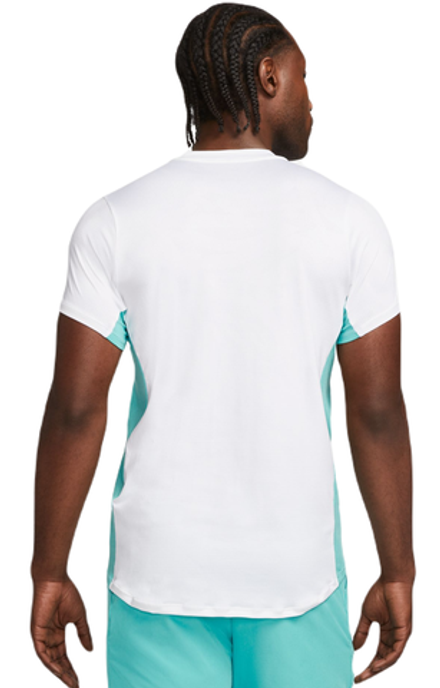 Мужская теннисная футболка Nike Court Dri-Fit Advantage Printed Tennis Top - white/washed teal/black