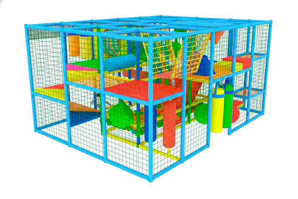 Детский уличный игровой лабиринт с крышей «Теремок» 6,15×3,69×3,3 м