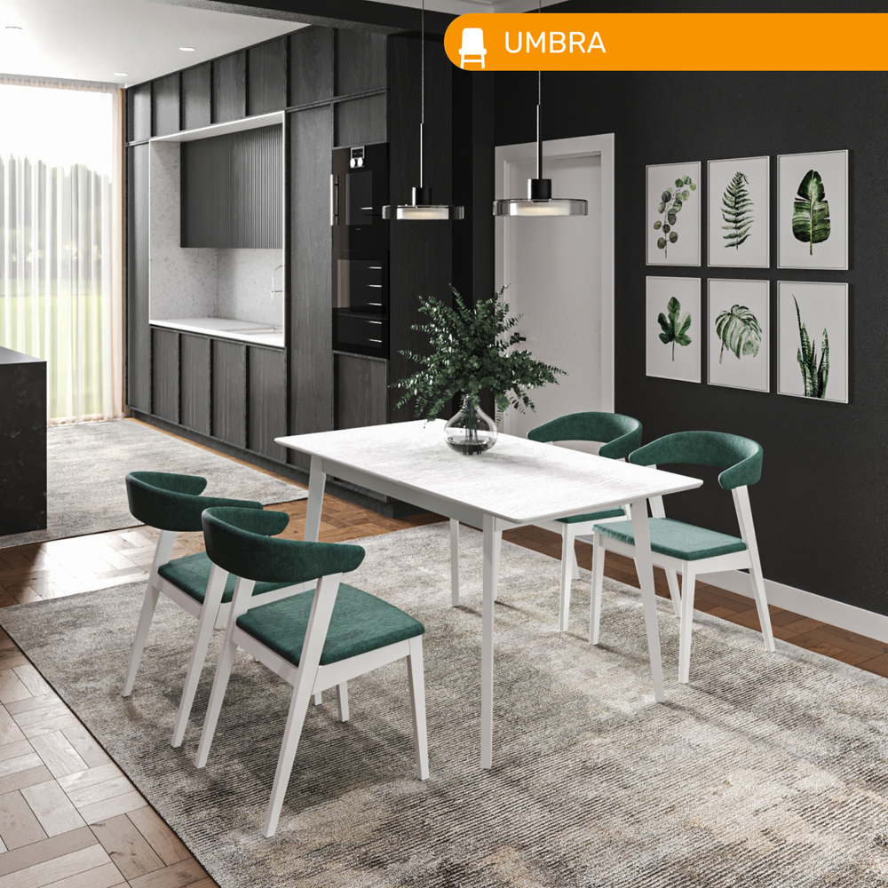 Стол деревянный UMBRA, цвет белый дуб/ белый матовый