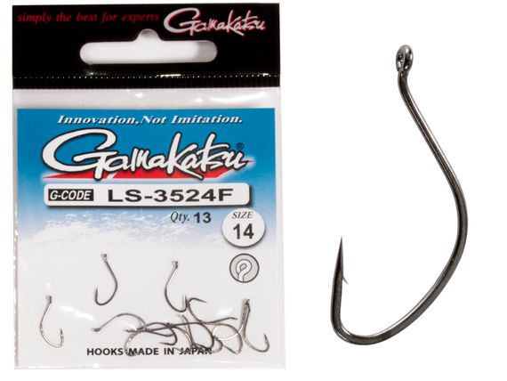 Крючки Gamakatsu LS-3524F NEW LABEL EYED HOOKS BLACK разм. 14 13шт.
