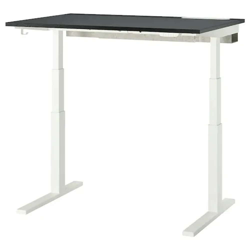 Письменный стол с регулировкой по высоте - IKEA MITTZON/МИТТЗОН ИКЕА, 120х80х62-126 см, белый/черный