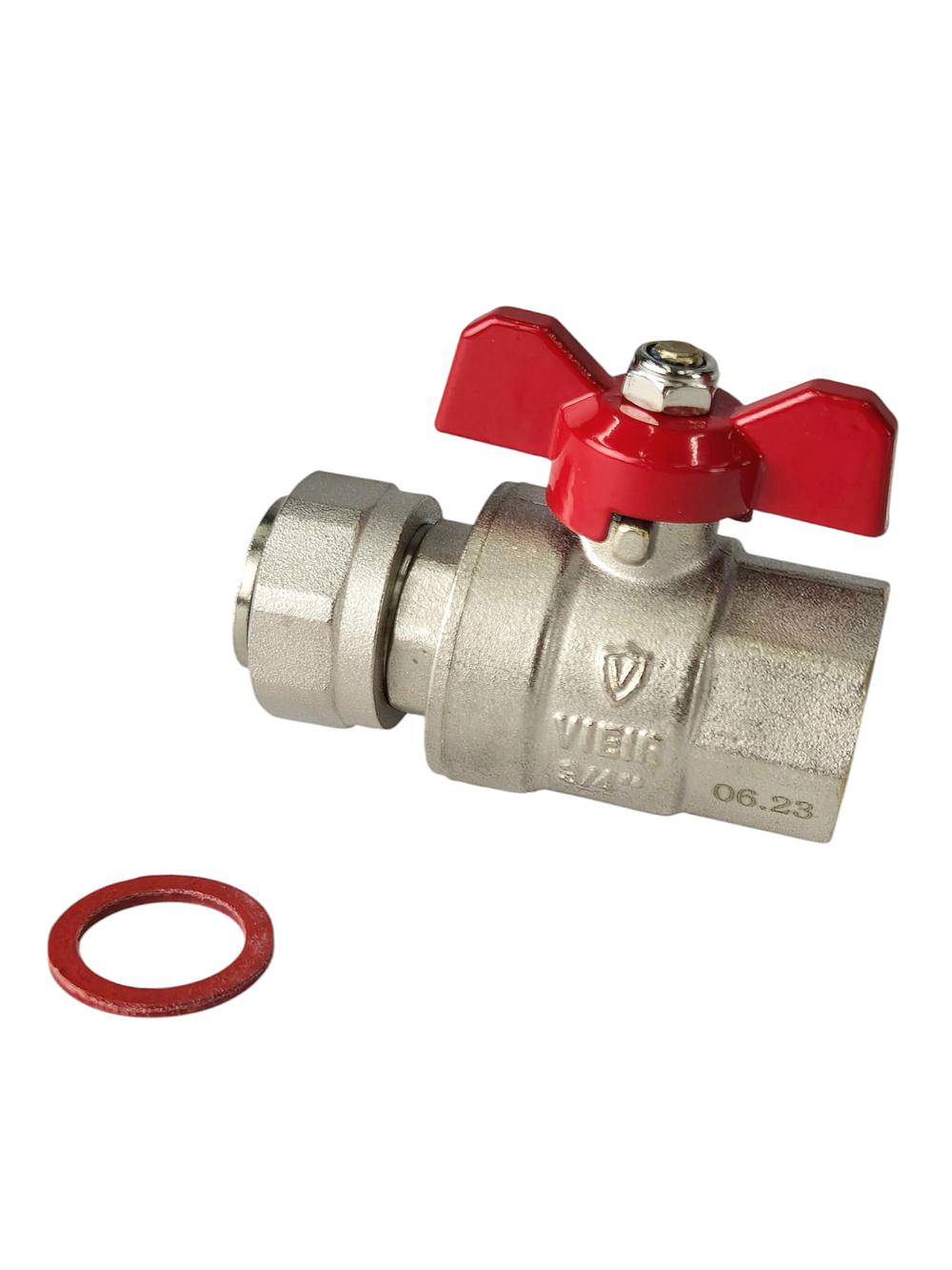 Кран шаровый 20 (3/4") ВН с американкой и упл. бабочка (VIEIR) VR224-02А,224-02