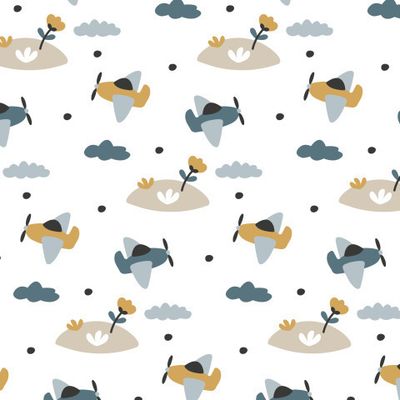 Buy baby fabric air transport planes flowers scandinavian style