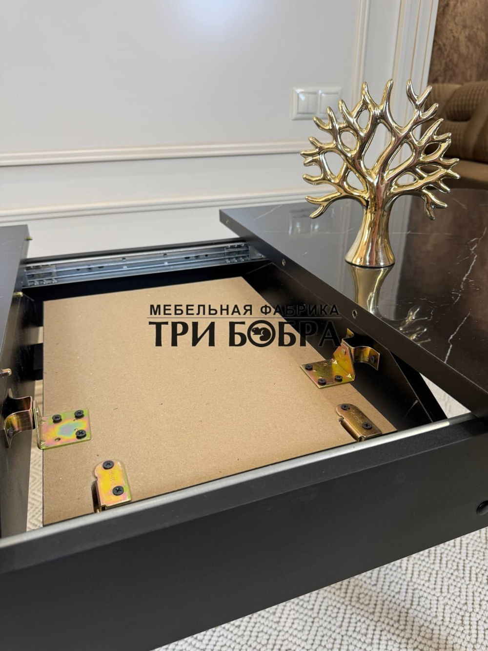 Кухонный раздвижной стол "Модерн", черный мрамор