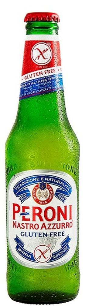 Пиво Peroni Nastro Azzuro Gluten Free/Без глютена 0.33 стекло - стекло (24шт)