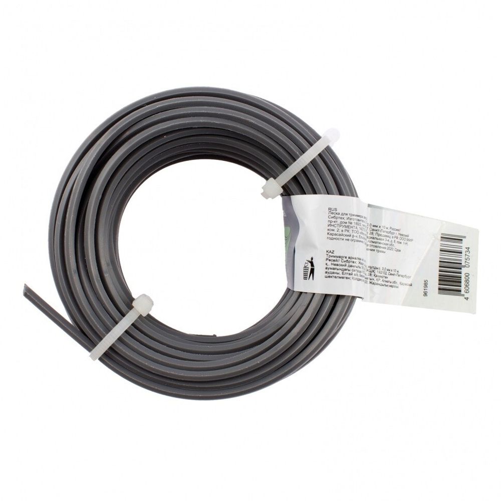 Леска для триммера звезда, армированная алюминием, 3.0 мм х 10 м, Россия Сибртех, 961985