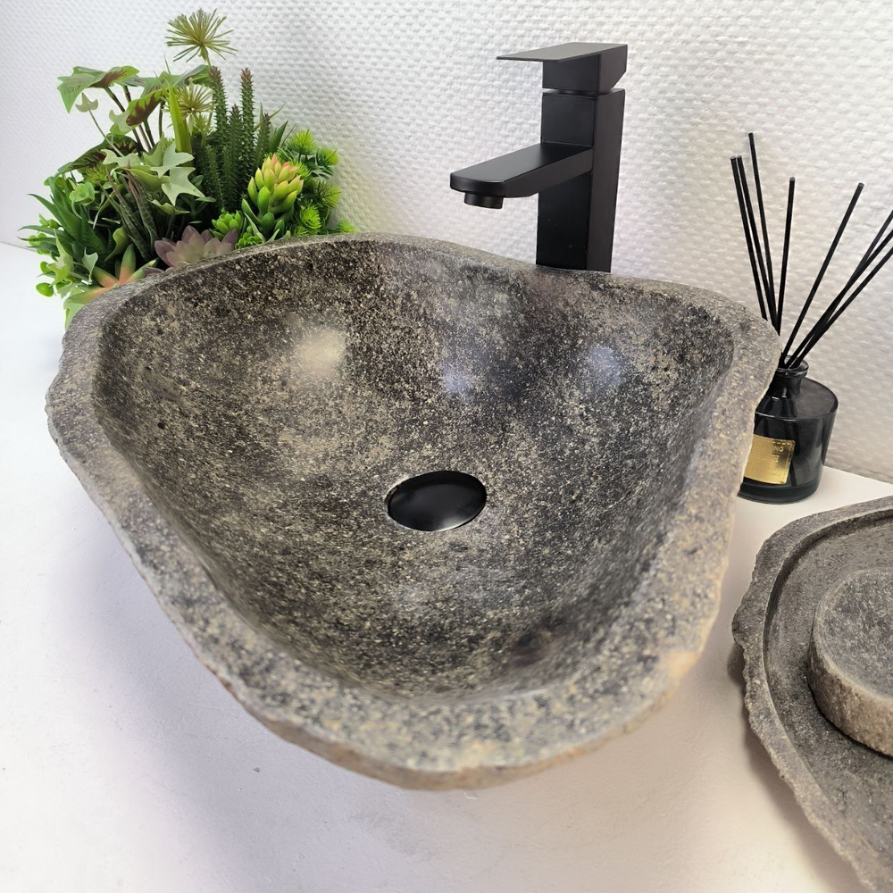 Каменная раковина из речного камня RS-63521 (48*42*15) 0122