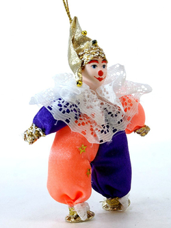 Кукла-подвеска сувенирная фарфоровая "Клоун Рыжий"