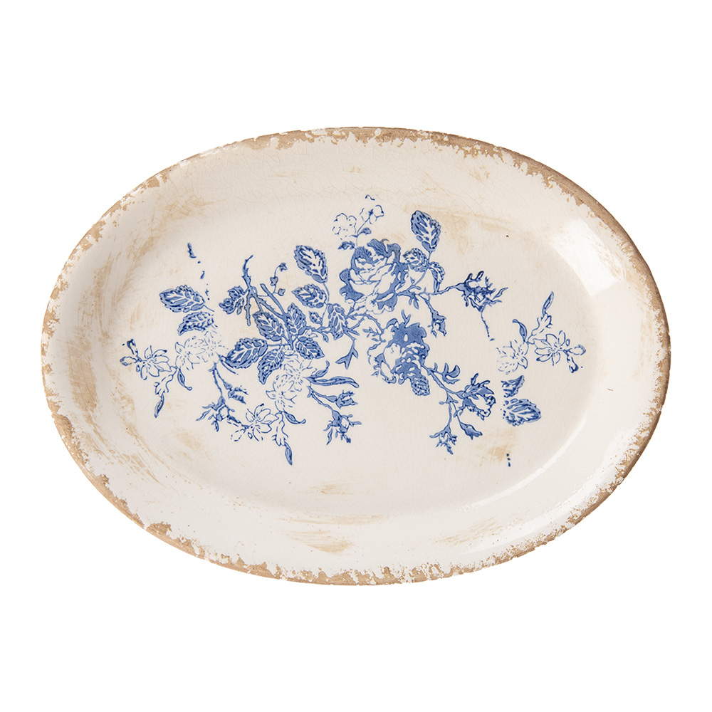 Тарелка декоративная "Голубые цветы" 25x18x3см