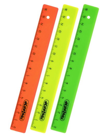 Линейка пластик 16см. неоновая, цвета ассорти (ПИФАГОР)