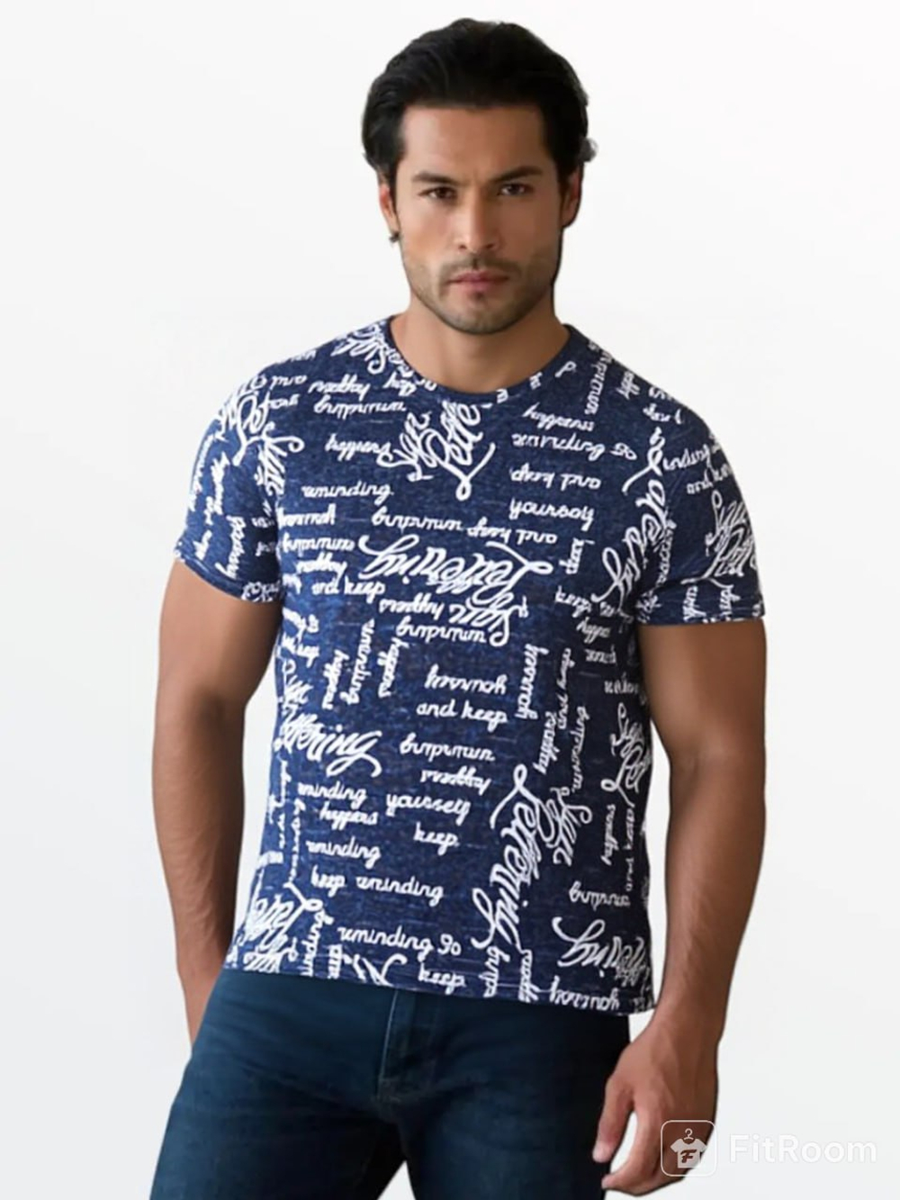 3422 Футболка мужская кулирка надписи на джинсовом (56)