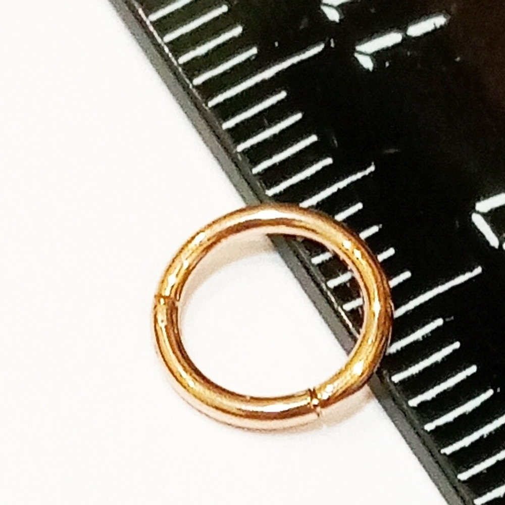 Кольцо-кликер с замком 6 мм толщиной 1 мм для пирсинга. Медицинская сталь, розовая позолота