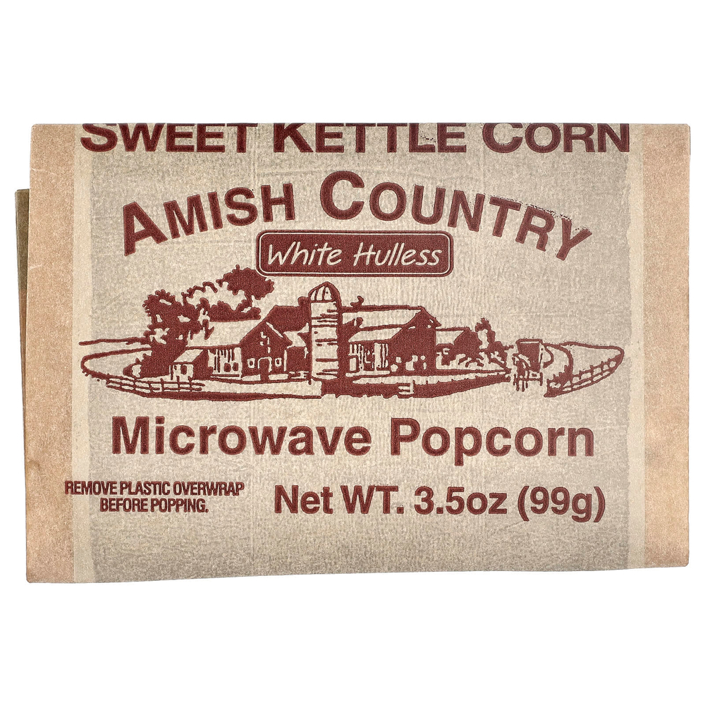 Amish Country Popcorn, попкорн для микроволновой печи, сладко-солёный вкус, 3 пакетика по 99 г (3,5 унции)