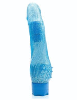 Голубой водонепроницаемый вибратор JELLY JOY ROUGH RIDGES MULTISPEED VIBE - 18 см. (Цвет: голубой)