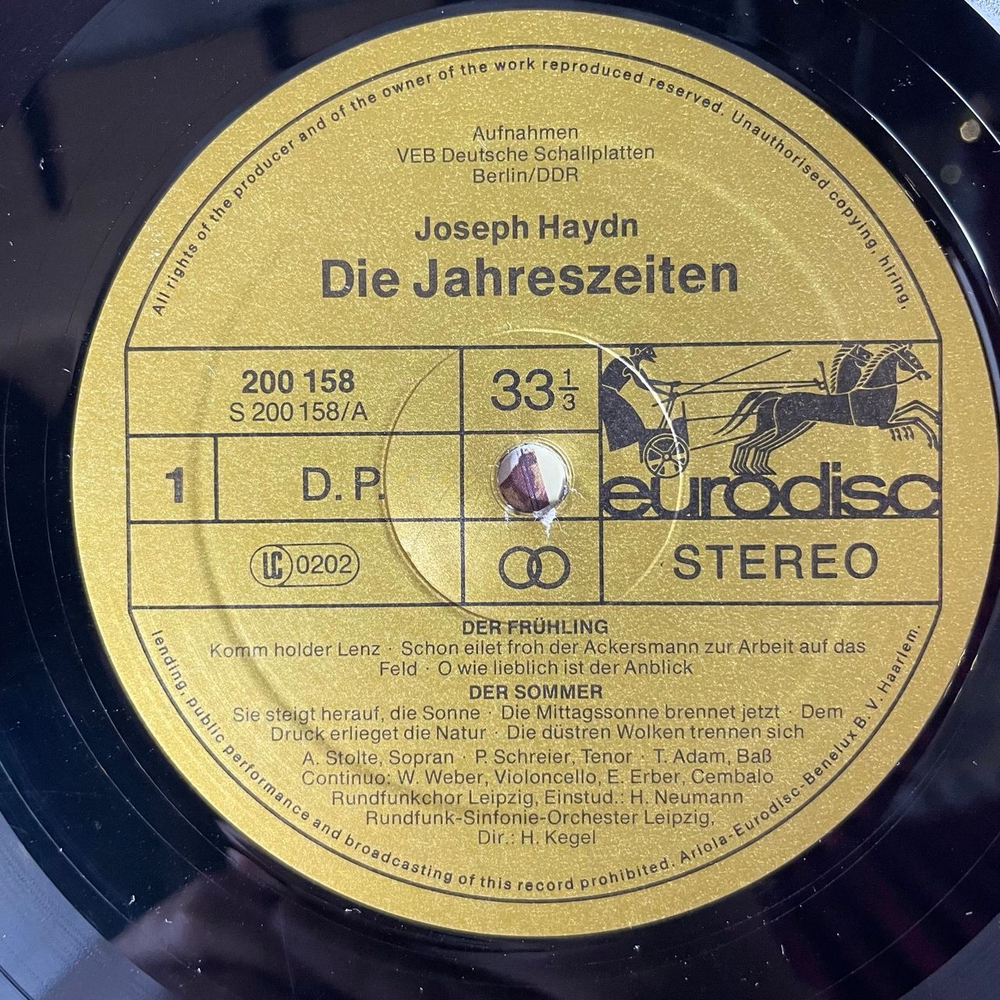 Винтажная виниловая пластинка LP Joseph Haydn Йозеф Гайдн, Die Jahreszeiten Времена Года Оратория (Германия 1977)