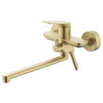 Смеситель для ванны Azario Lursy керамический картридж, длинный излив, с ручным душем, шланг 150 см, золото матовое (AZ-K1749MG)