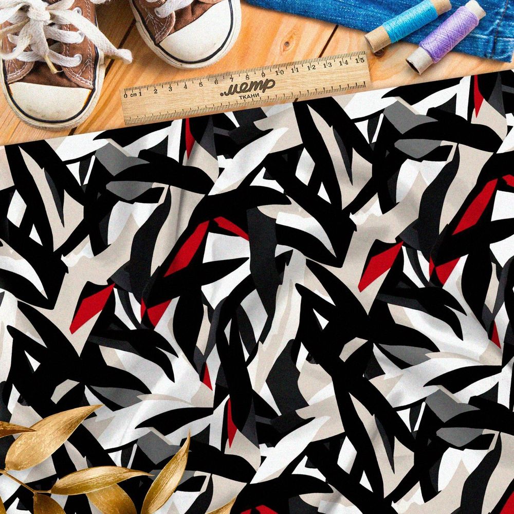 Ткань премиум атлас абстрактные иллюзии