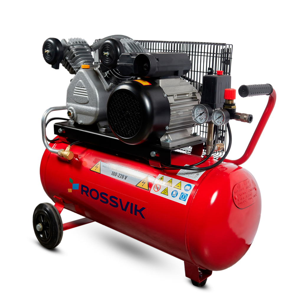 Компрессор ROSSVIK СБ4/С-50.LB24А, 360л/мин, 10бар, ресивер 50л, 220В/2,2кВт, красный