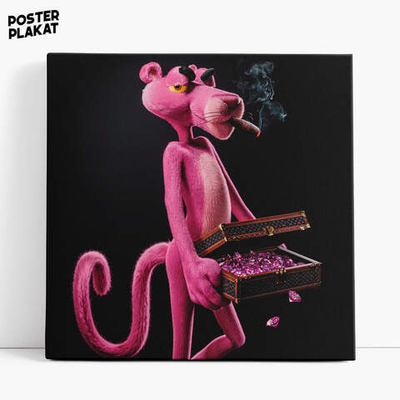 Картина для интерьера Розовая Пантера / Pink Panther на холсте, персонаж фильма, холст с печатью на подрамнике, на стену, Постер Плакат