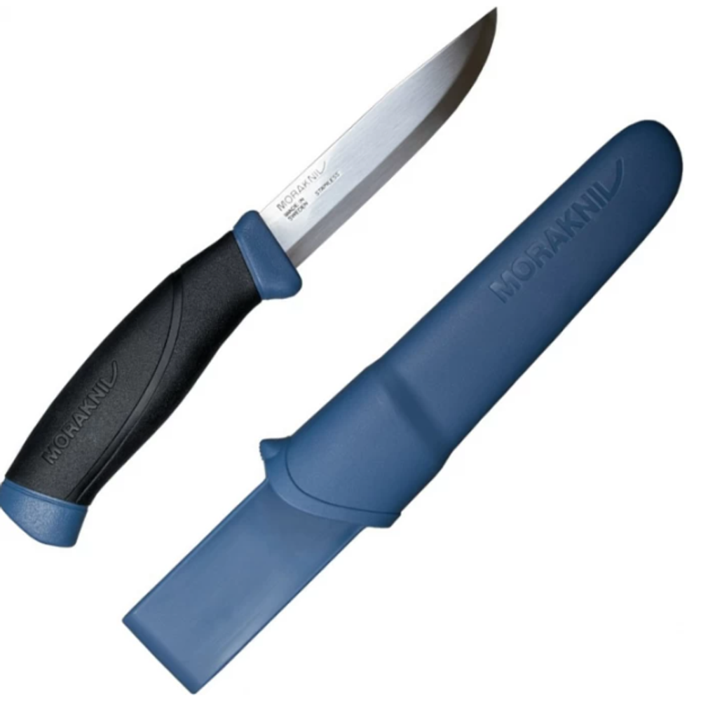 Нож Morakniv Companion Navy Blue, нержавеющая сталь, прорезиненная рукоять с синими накладками
