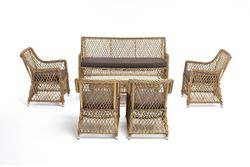 "Асти" лаунж-зона из искусственного ротанга на 6 персоны, цвет соломенный