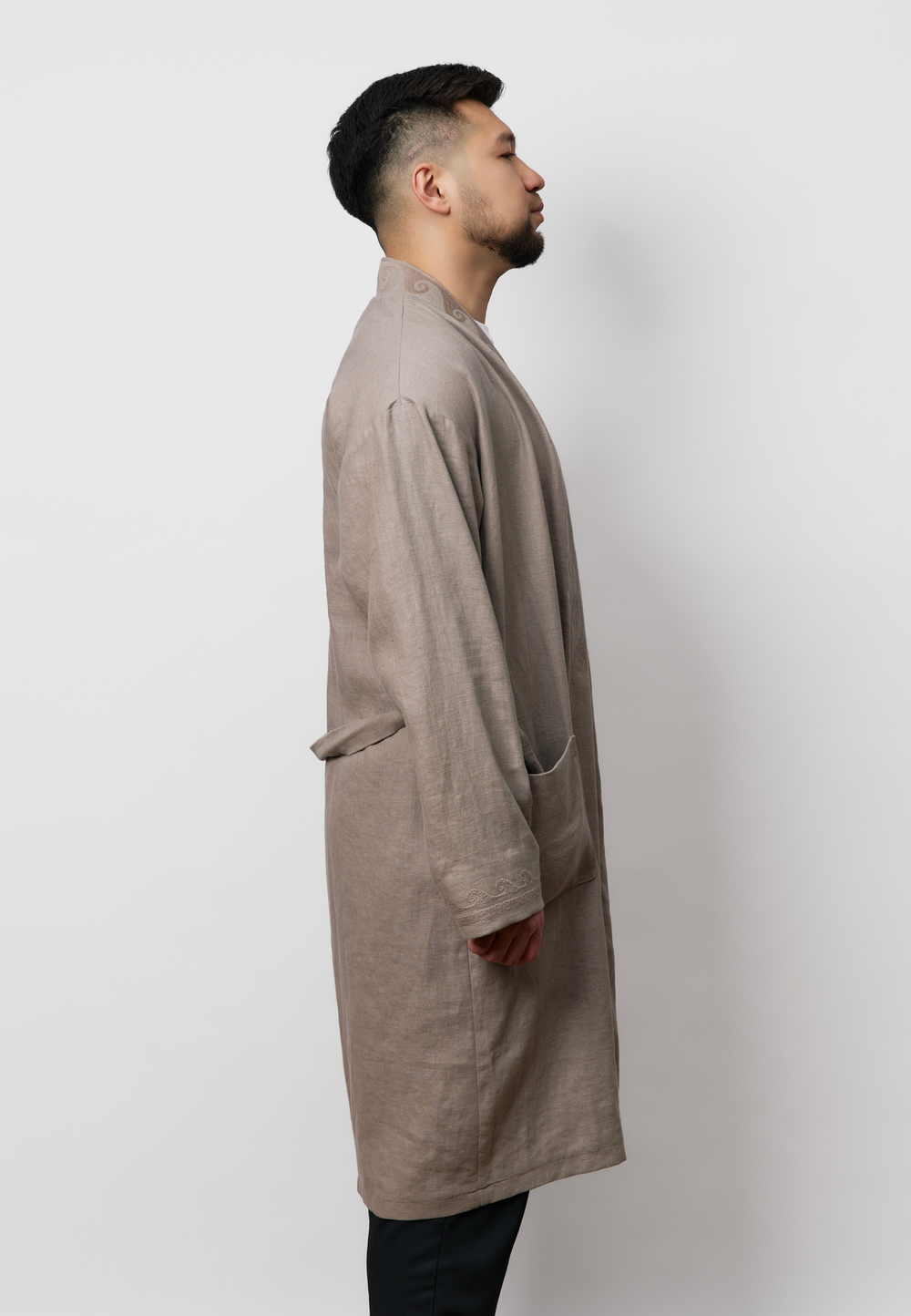 Шапан льняной длинный OYU TOLQYN BEIGE