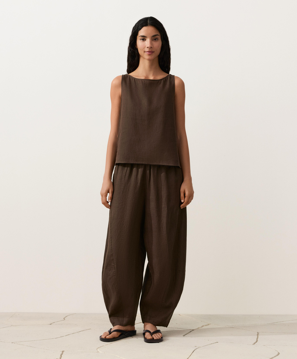 Oysho Топ из 100% льна, темно-коричневый