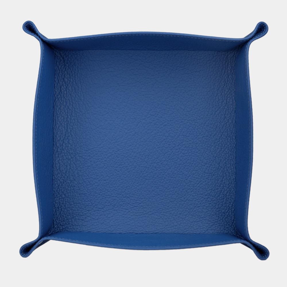 Лоток для мелочей из натуральной кожи теленка, синего цвета