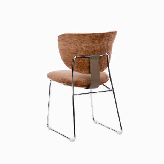 Обеденный стул Murten мягкая терракотовая обивка, металлический каркас хром