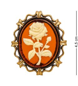 AM-2598 Брошь «Камея Роза» (латунь, янтарь)