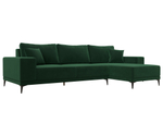 Диван угловой Льюес правый, Зеленый, Велюр, 122398