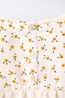 ZARA БЛУЗА С ЦВЕТОЧНЫМ ПРИНТОМ, ВОЛАНАМИ И КРУЖЕВОМ, ЭКРЮ