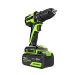 Дрель-шуруповерт акк. Greenworks DD345, 24V, б/щет, 27/45 Нм, 0-450 / 0-1850 об/мин, 13мм, 1х4Ач, ЗУ, кор (3708307CUB)