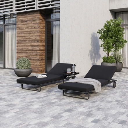 Шезлонг Ideal Patio КОСТА на колесах черный - каркас карбон