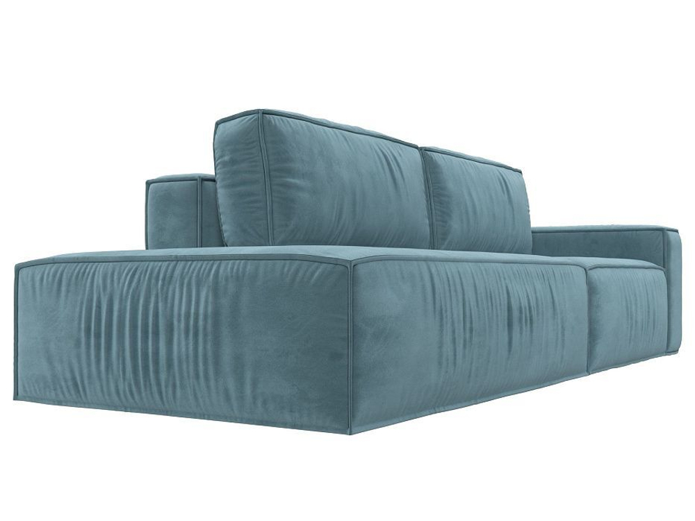 Диван прямой Прага Модерн подлокотник справа, Бирюзовый, Велюр, 116788