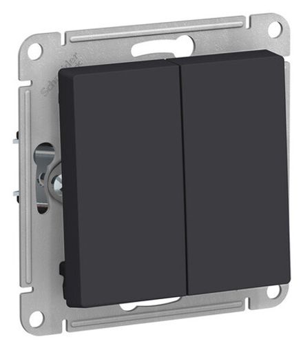 Выключатель двухклавишный Systeme Electric AtlasDesign Карбон 10А