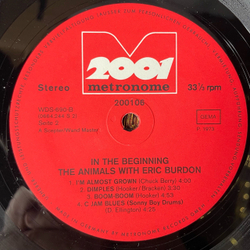 Винтажная виниловая пластинка LP The Animals With Eric Burdon, In The Beginning (Германия 1973)