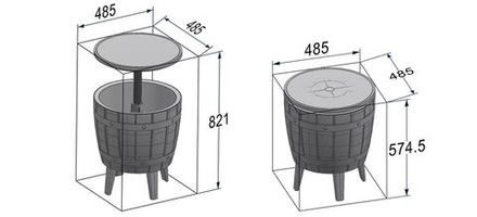 Стол пластиковый мини-бар Tagliamento Nova Cool Bar, белый, тортора