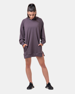 Толстовка женская Nebbia 580 Everyday HERO Long Sweatshirt with a hoodie Marron