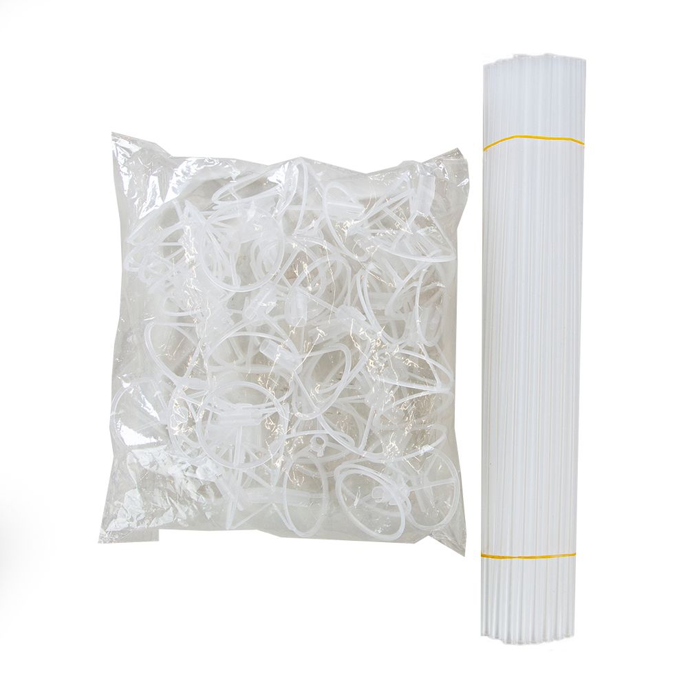 Комплект трубочка и зажим для сферы 3D, 40 см, Прозрачный, 50 шт.